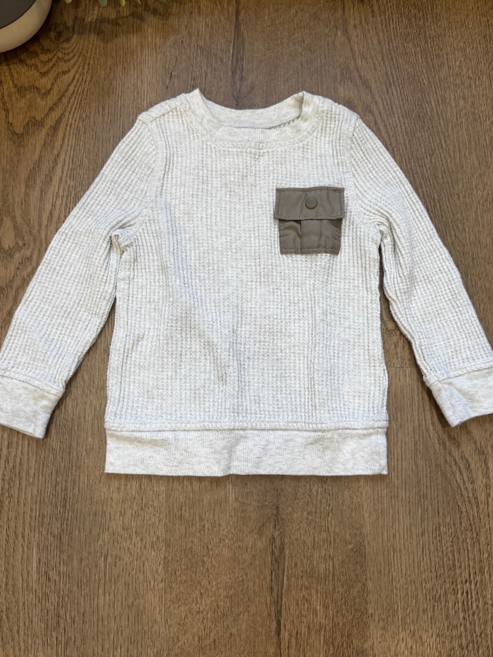 Old Navy Boys 3T Waffle Knit Thermal Shirt Contrast Pocket